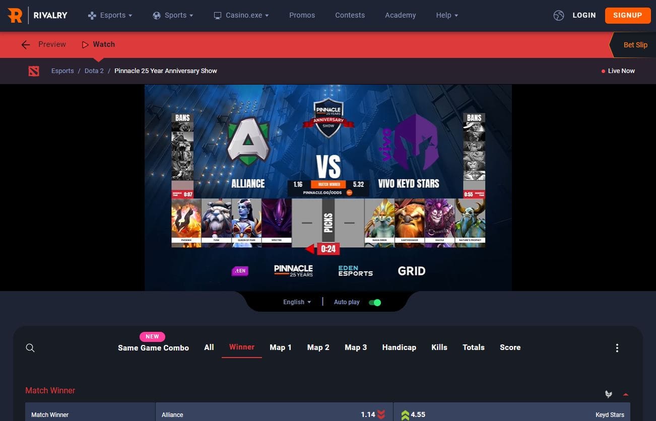 rivalry live betting